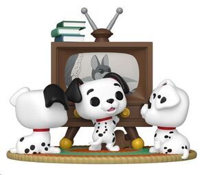 Portada de 101 D�LMATAS POP MOMENT VINYL FIGURAS ROLLY; PATCH & LUCKY WITH TV 9 CM