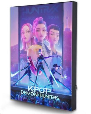 Portada de KPOP DEMON HUNTERS PÓSTER DE TELA CON LUZ LED