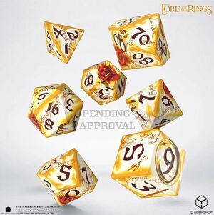Portada de EL SEÑOR DE LOS ANILLOS SET DE DADOS WHITEFIRE RADIANCE