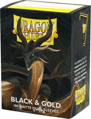 Portada de DRAGON SHIELD FUNDAS STANDARD MATTE BLACK & GOLD (100 UNIDADES)