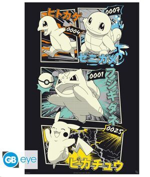 Portada de POKEMON POSTER PIKACHU Y KANTO STARTERS 91;5 CM X 61 CM